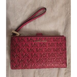 NWOT Michael Kors Women's Red Logo Zip Wristlet Wallet, Credit Card